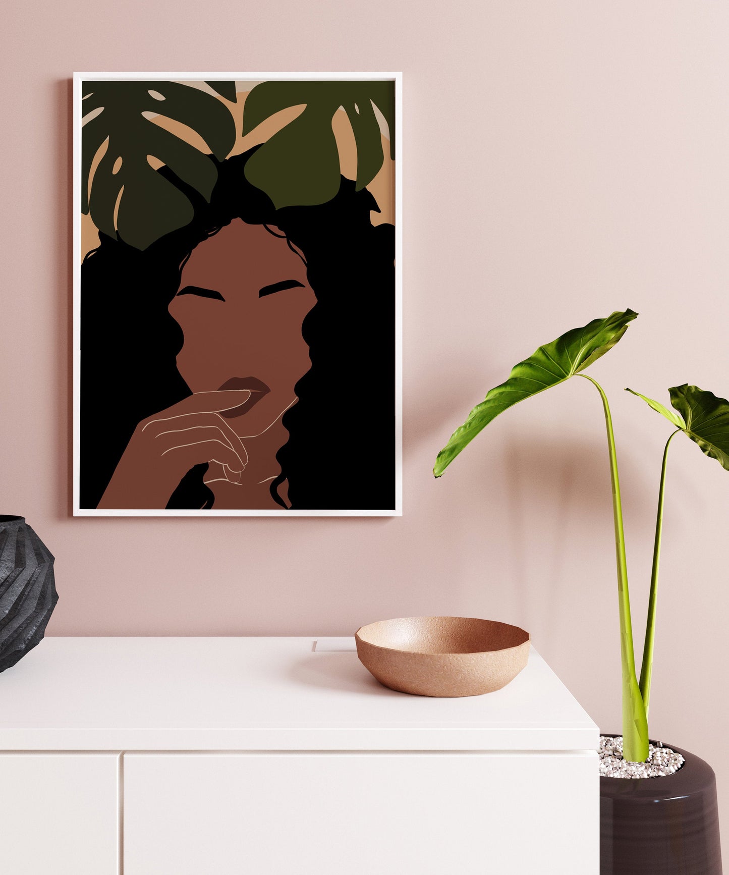 Black Girl Art, Printable giel Art, African Woman Wall Art, Black Woman Poster, African American Art, Modern Mid Century Art, Boho Wall art.