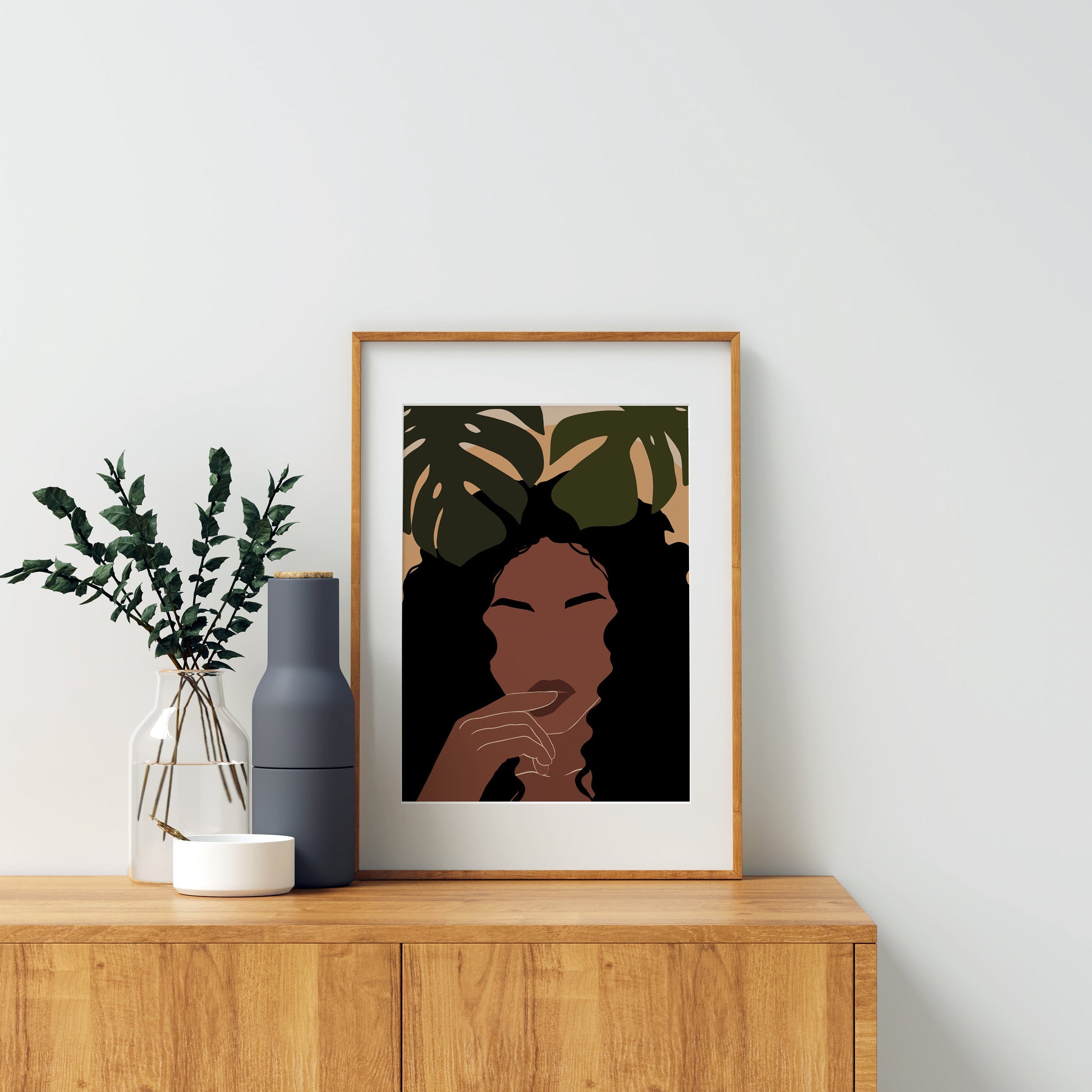 Black Girl Art, Printable giel Art, African Woman Wall Art, Black Woman Poster, African American Art, Modern Mid Century Art, Boho Wall art.