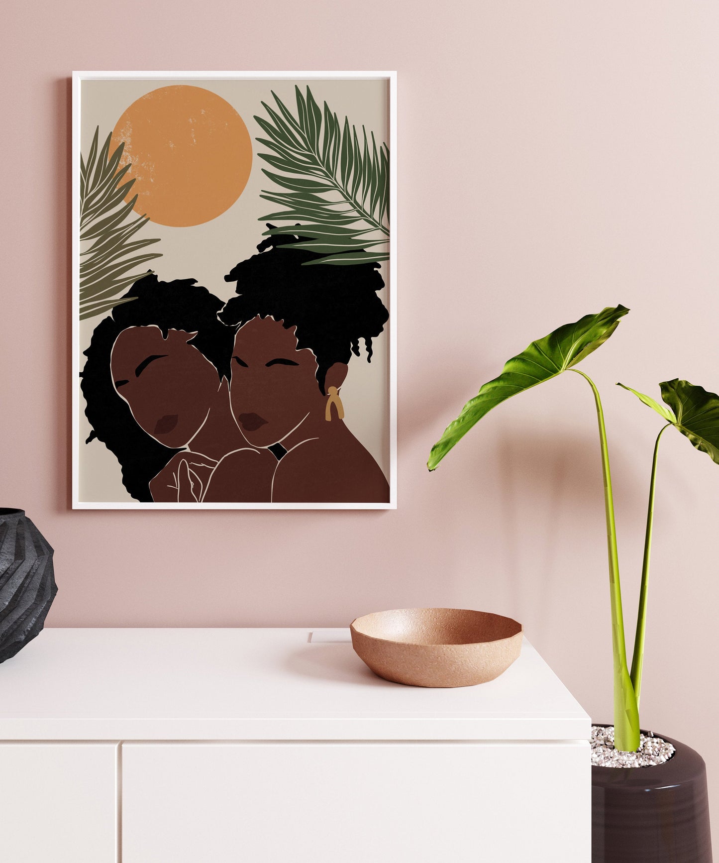 Black Woman Print, African Girl Art, African American Woman, Female Illustration, Melanin Print, Boho Woman Art, Fashion Illustration art.