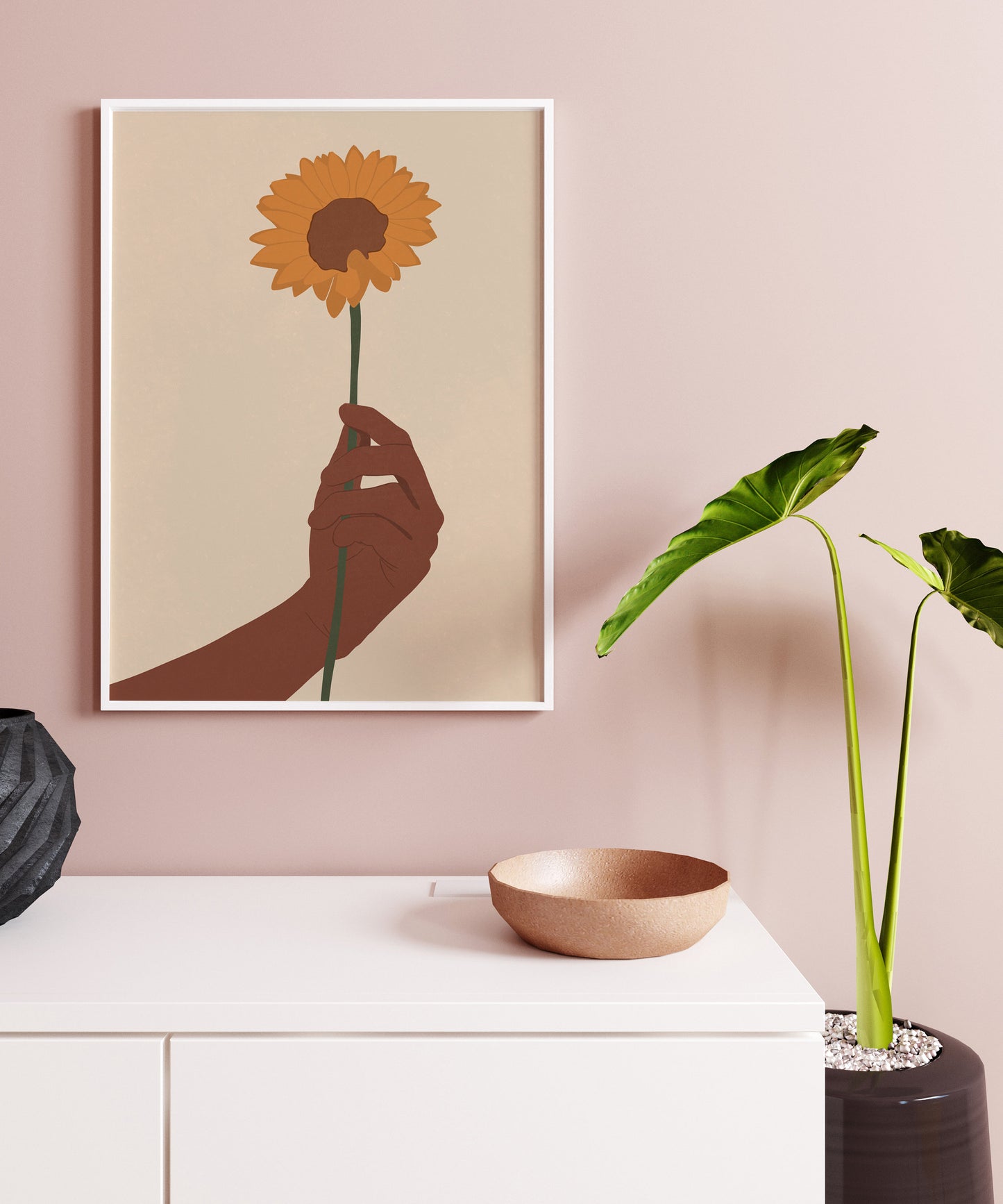 Sun Flower Hand Art Print, Human Rights Poster, Hand Holding Flowers, Hands Wall Print, Love Multicultural, Abstrack hand art, Flower wall.