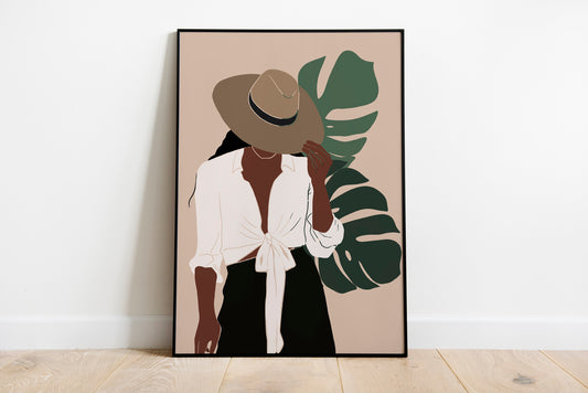Afican American Woman Art, Black art, Black girl wall art, Blackfemale portrait, Boho woman art, Black girl poster