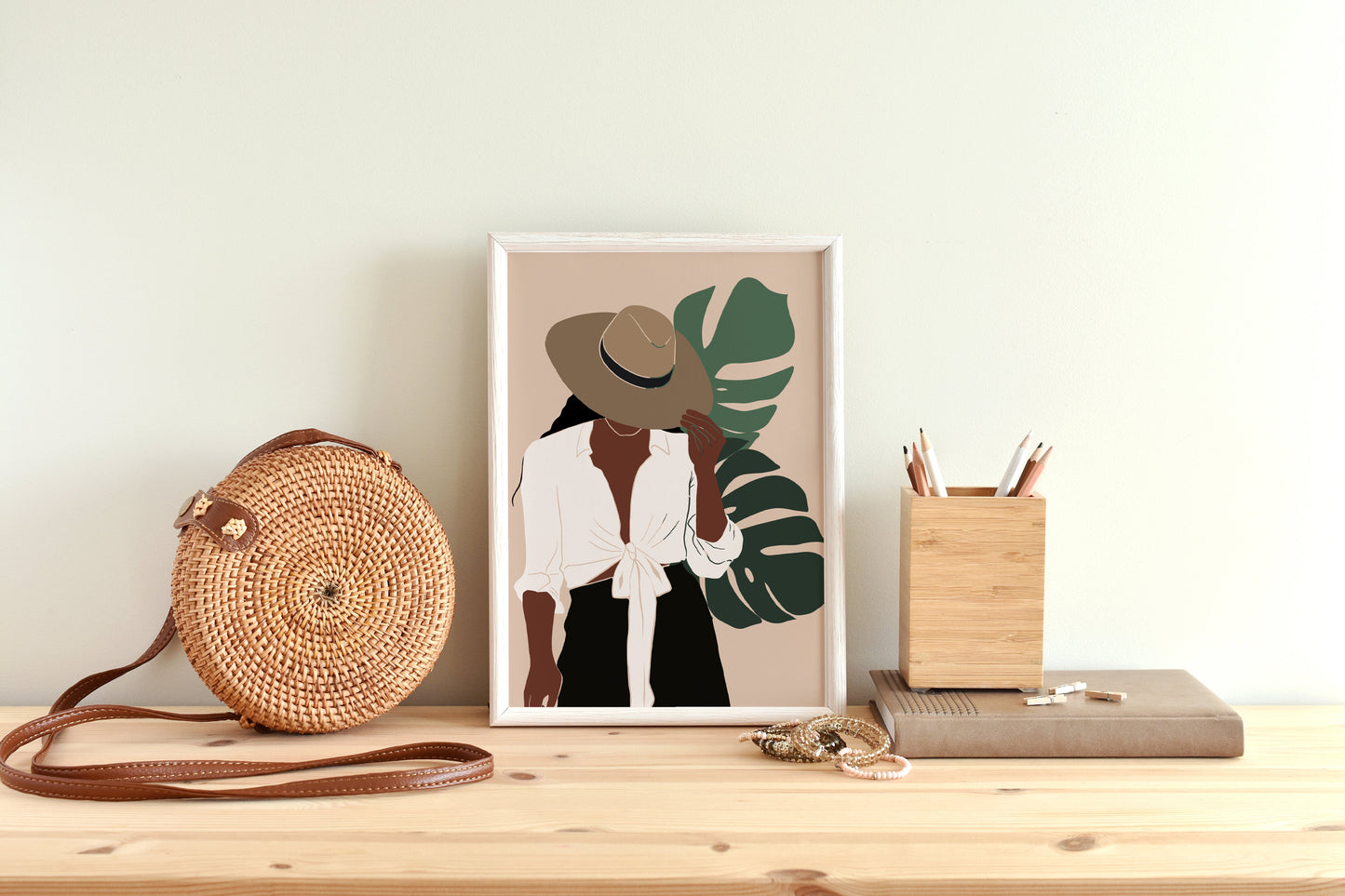 Afican American Woman Art, Black art, Black girl wall art, Blackfemale portrait, Boho woman art, Black girl poster, Girl with mostera print.