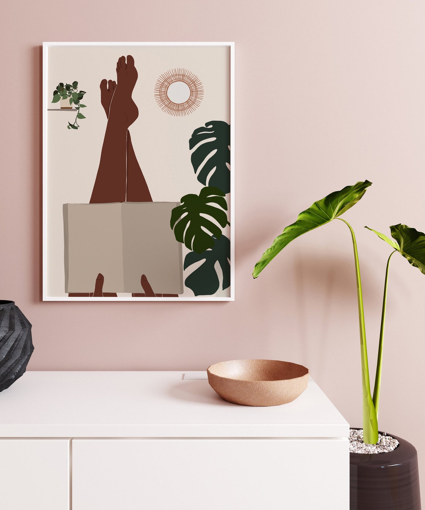 Black art, Book lover art print, Black Girl Reading Print, Black Woman Print, Fashion Print, Library Wall Art, Wall Art Gift, Mid century.