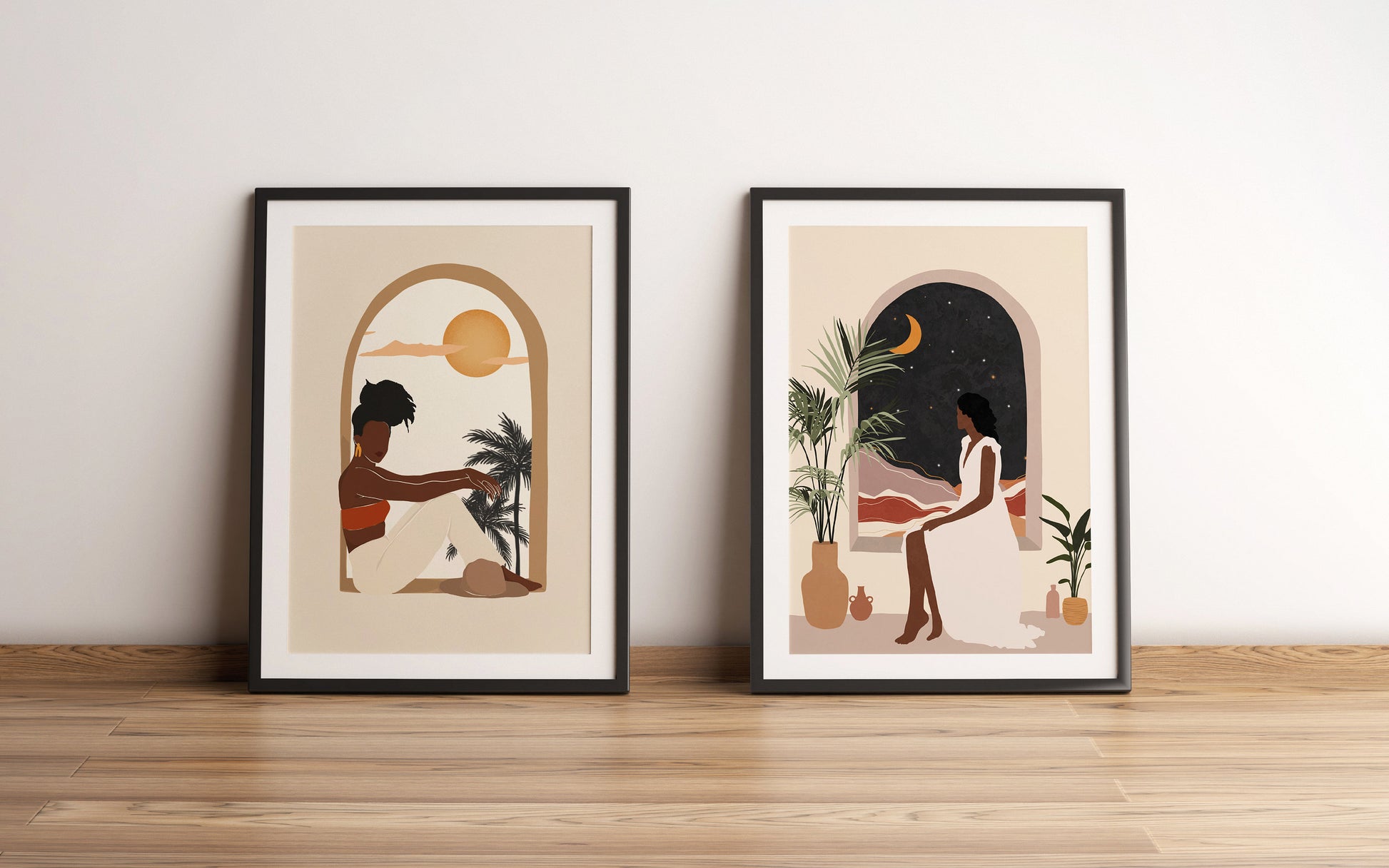 Sun and Moon Art, Black Woman Art, Black Art, African Art, African American Art, Digital Download, INSTANT DOWNLOAD, Woman Wall Art.