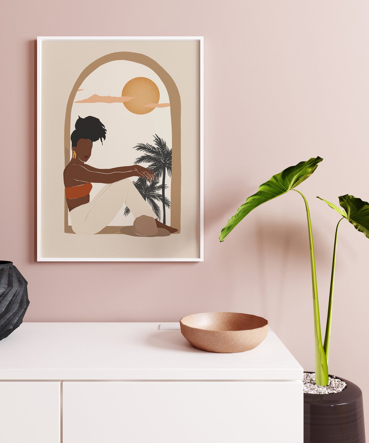 Sun and Moon Art, Black Woman Art, Black Art, African Art, African American Art, Digital Download, INSTANT DOWNLOAD, Woman Wall Art.