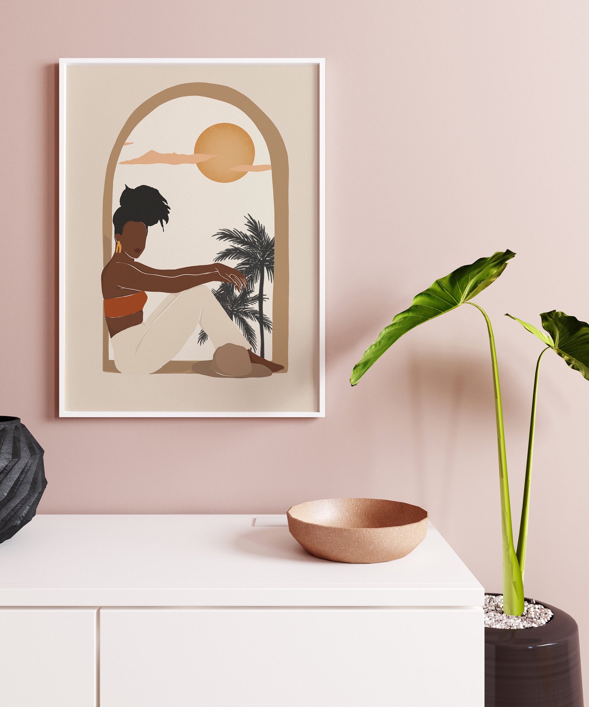Sun and Moon Art, Black Woman Art, Black Art, African Art, African American Art, Digital Download, INSTANT DOWNLOAD, Woman Wall Art.