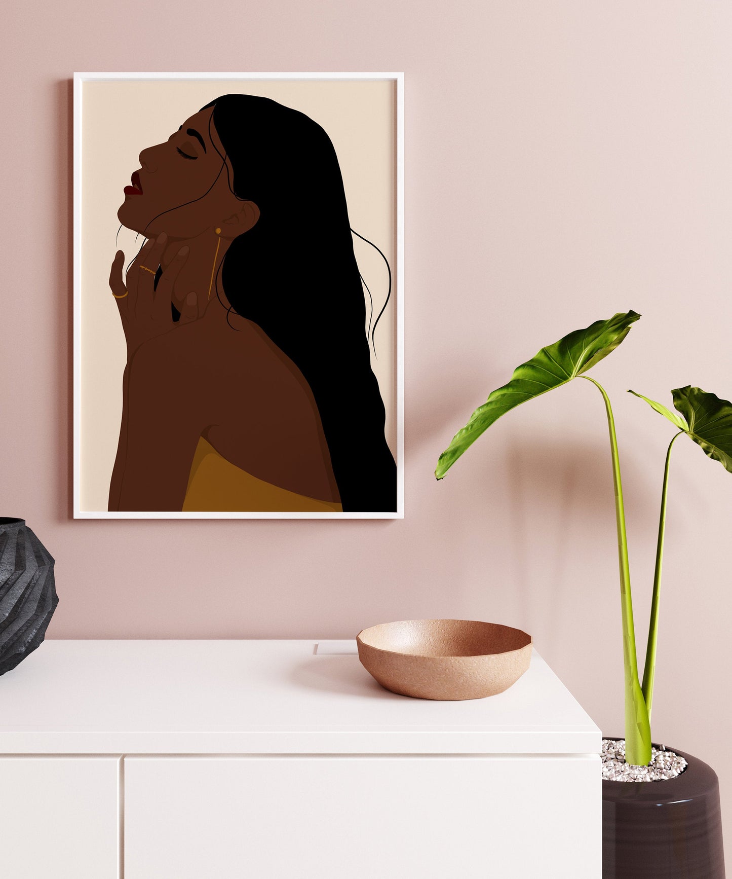 Black art, Black woman art, African American art, Mid century art, Black women, Abstract Black woman, Printable wall art,  Earth tones print