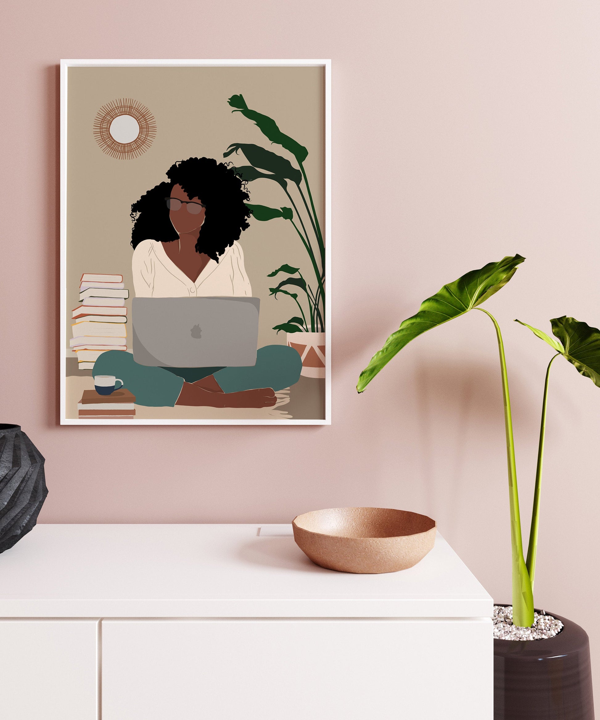 Black art, Black woman poster, African American art, Book lover art, African Woman Wall Art, Boss Girl, Boho Wall Art, Office Wall Decor.