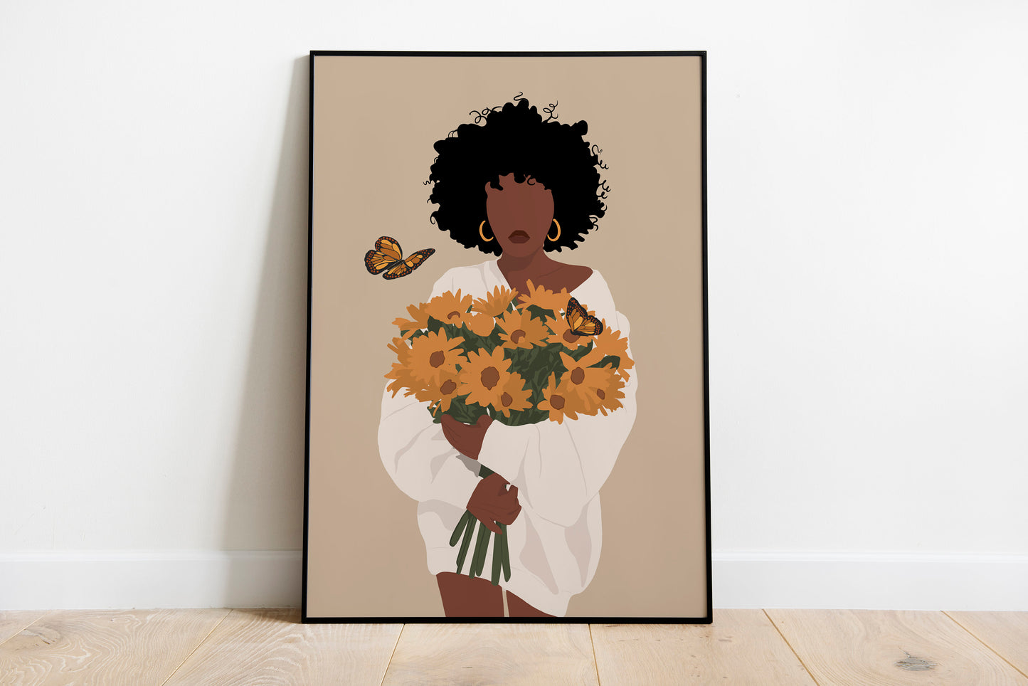 Black art, Black woman art, African American Art Decor, Fashion Flower Art, Boho Poster.