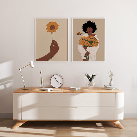 Black Woman Art, Black Art, Flower Girl, Flower Black Girl Art Print, Art, Flower Art, Black Girl Print
