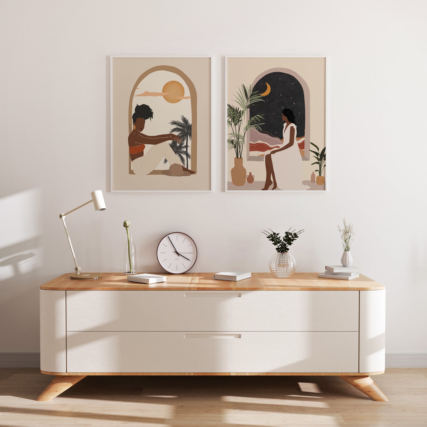 Sun and Moon Art, Black Woman Art, Black Art, African Art, African American Art, Digital Download, INSTANT DOWNLOAD, Woman Wall Art.