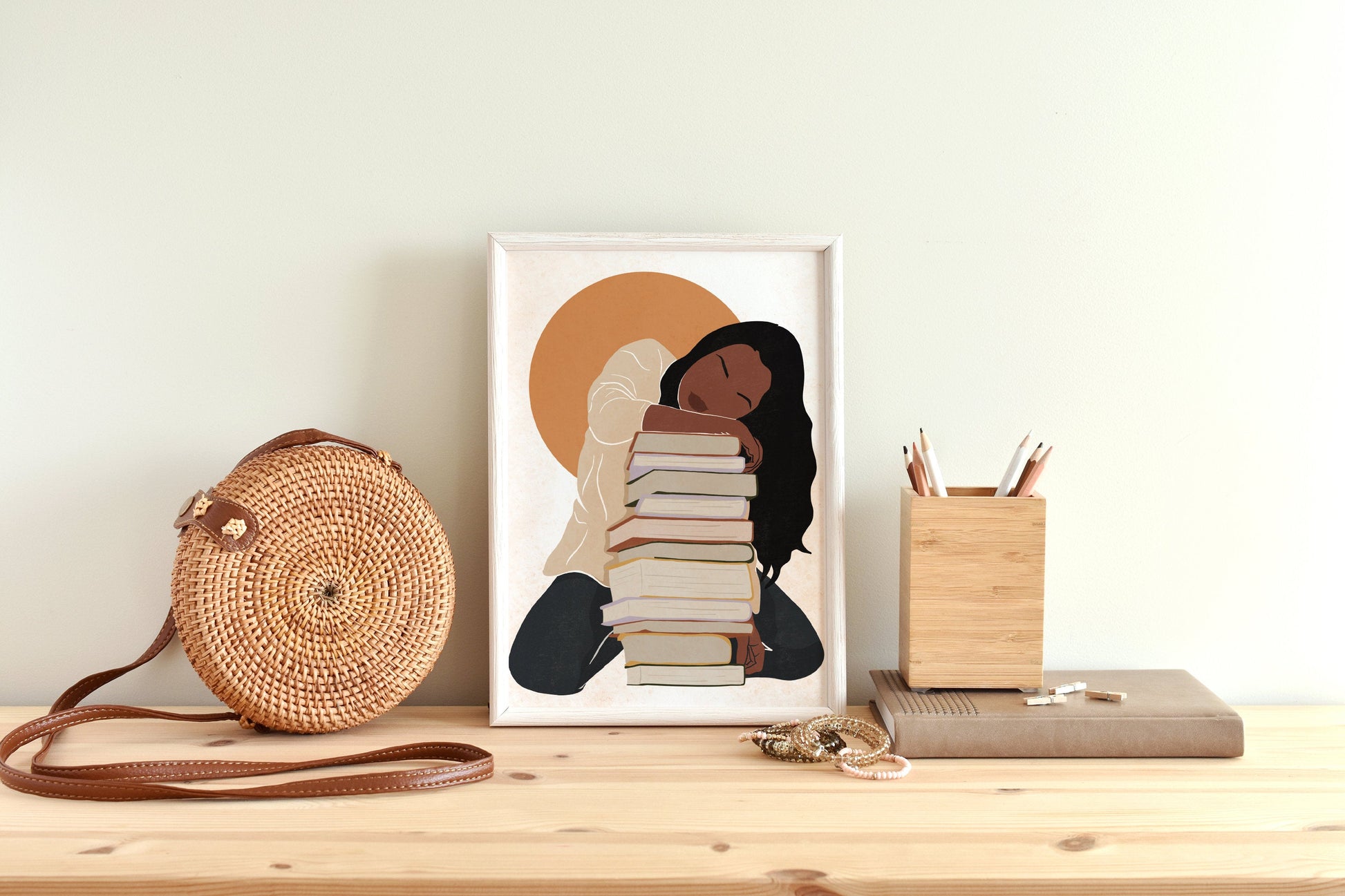 Black Woman Art, Boho Wall Art, Girl and Book Art, African Girl Wall Art, Printable Wall Art, Book Wall Art, Female Print Art, Modern Art.