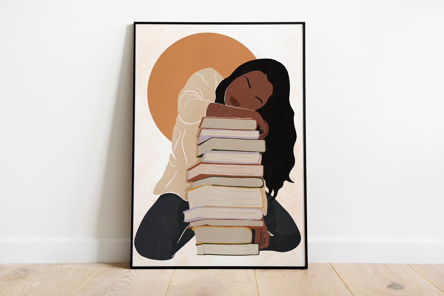 Black Woman Art, Boho Wall Art, Girl and Book Art, African Girl Wall Art, Printable Wall Art, Book Wall Art, Female Print Art, Modern Art.