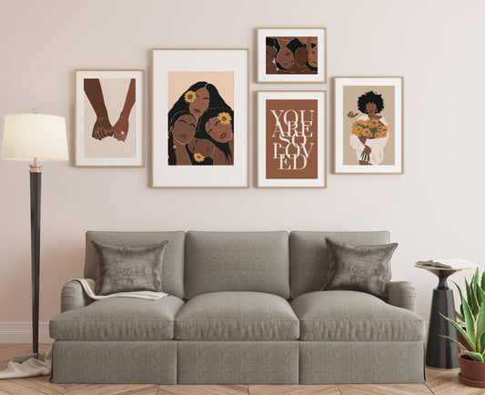 Black art, Black Woman Art , Gallery Poster, Black Girl Art Print, Poster Bundle, Woman Gallery Wall, Hand Art Print