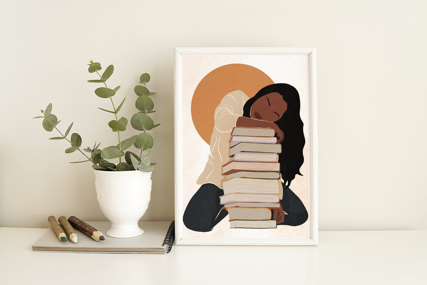 Black Woman Art, Boho Wall Art, Girl and Book Art, African Girl Wall Art, Printable Wall Art, Book Wall Art, Female Print Art, Modern Art.