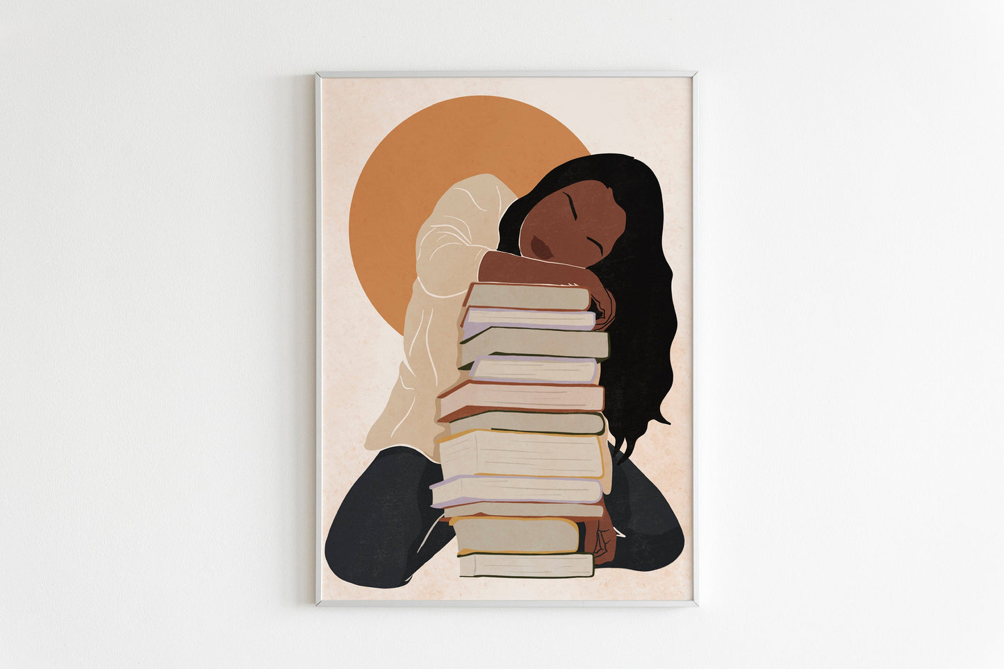 Black Woman Art, Boho Poster, Girl and Book Art, African Girl Poster, Poster, Book Poster, Female Print Art.