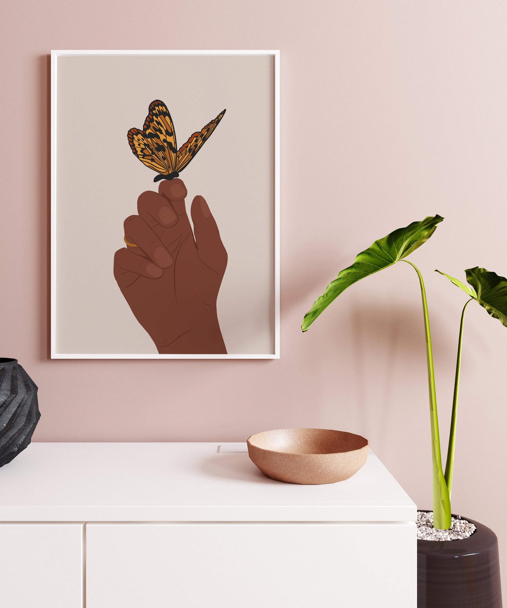 Black art, Hand with butterfly art, Abstract Hand Art Print, Hands Wall Print, Printable Wall Art, Black Hands Poster ,Boho Hands poster.
