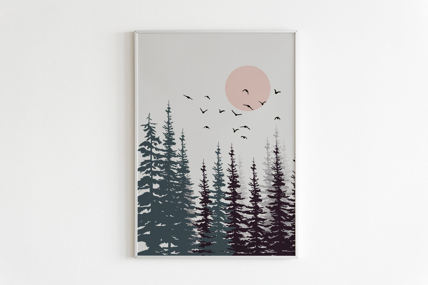 Mid century art,Sun Mountain wall art Sun, Mountain, Minimal wall art, Boho decor Line Sunset Art