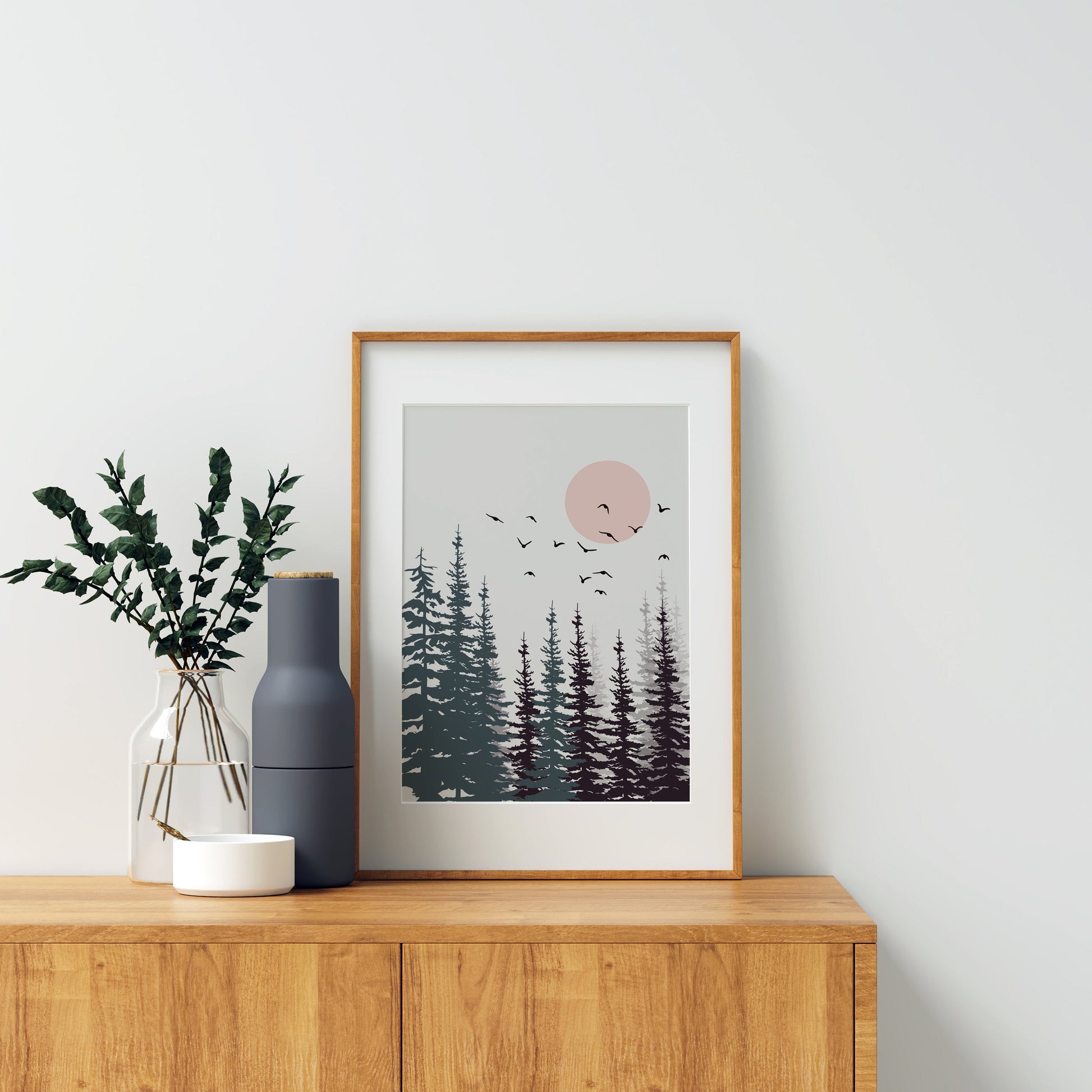 Mid century art,Sun Mountain wall art Print Set of 2, Mid CentryAbstract Sun, Mountain, Minimal wall art, Boho decor Line Sunset Digital Art