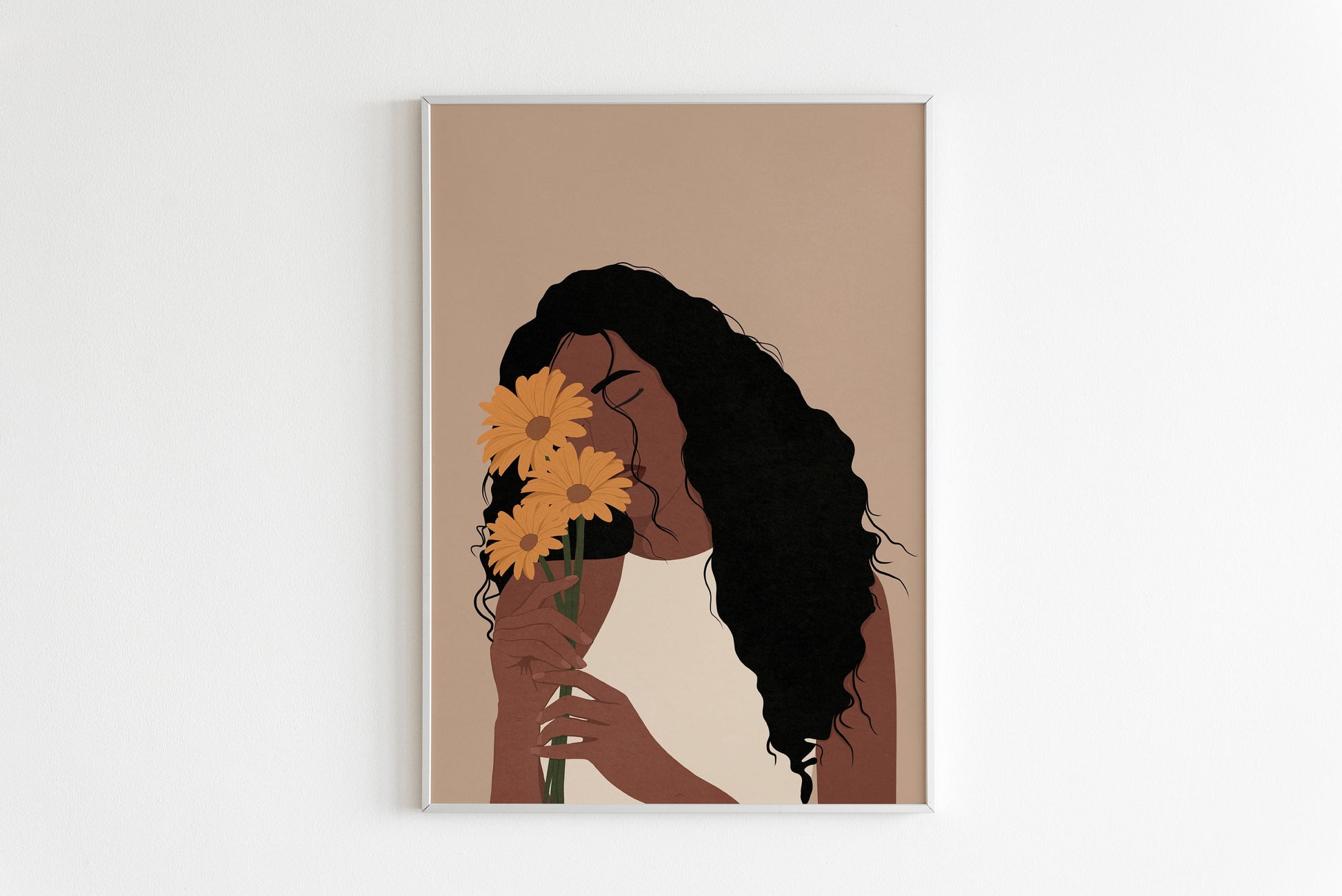 Black Woman Art, African American Art, Female Portrait, Flower Girl, Black Girl Art, Flower Lover Art, Lover Art, Black Art, Girl Flower.