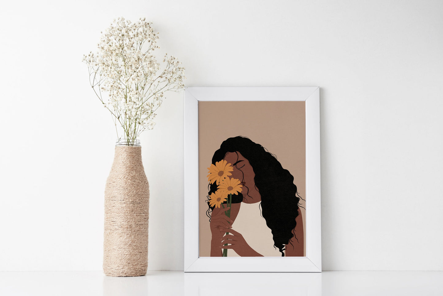 Black Woman Art, African American Art, Female Portrait, Flower Girl, Black Girl Art, Flower Lover Art, Lover Art, Black Art, Girl Flower.