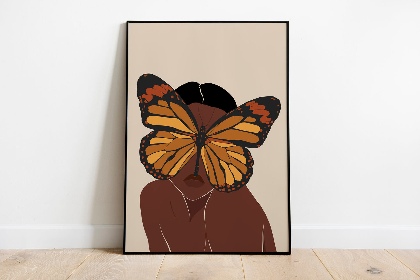 Black Woman Art, Black Art, Butterfly Lover, Butterfly Woman Art, Woman Poster, Black Girl Poster, Female Portrait Art.