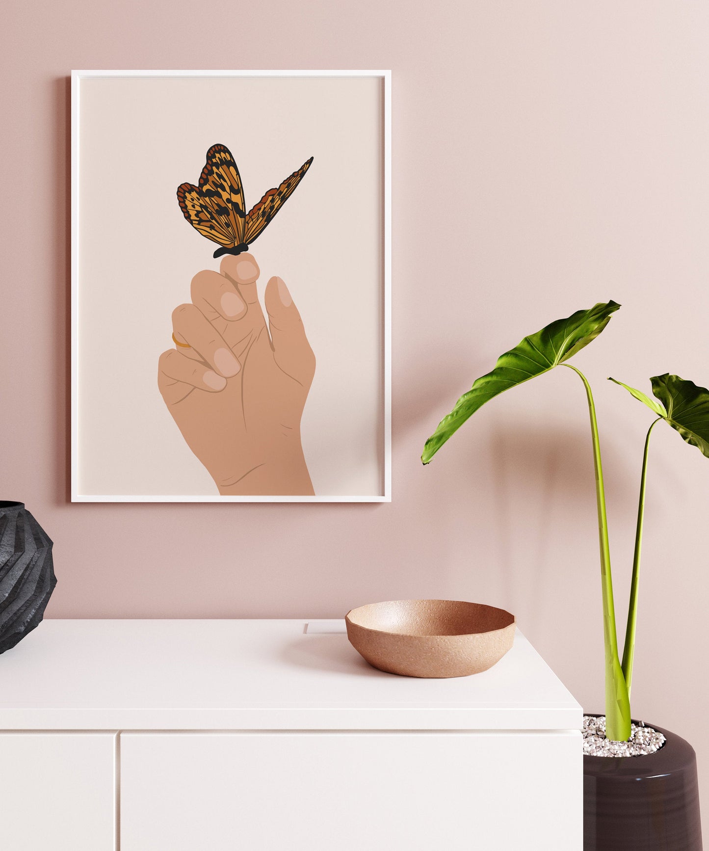 Abstract hand, Hand with butterfly art, Abstract Hand Art Print, Hand Wall Print, Printable Wall Art, Hands Poster ,Boho Hands poster.