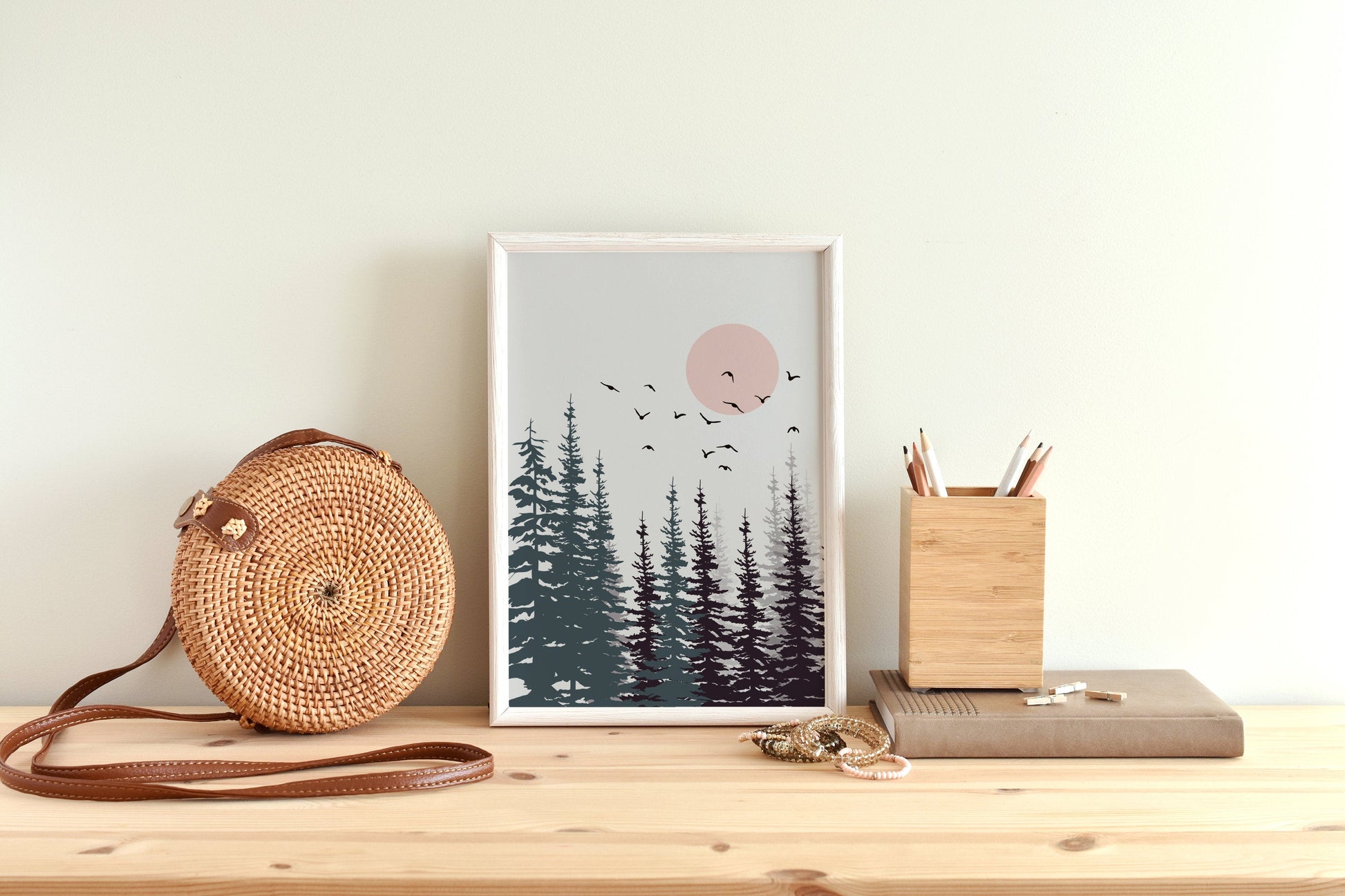 Mid century art,Sun Mountain wall art Print Set of 2, Mid CentryAbstract Sun, Mountain, Minimal wall art, Boho decor Line Sunset Digital Art