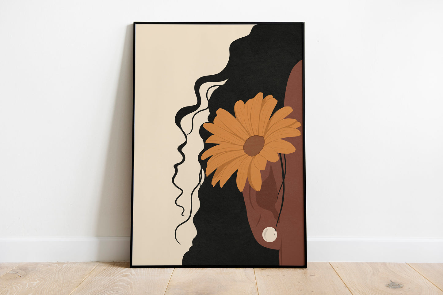 Black Girl Poster, Boho Art, Black woman wall art,Botanical art, African American art wall art.