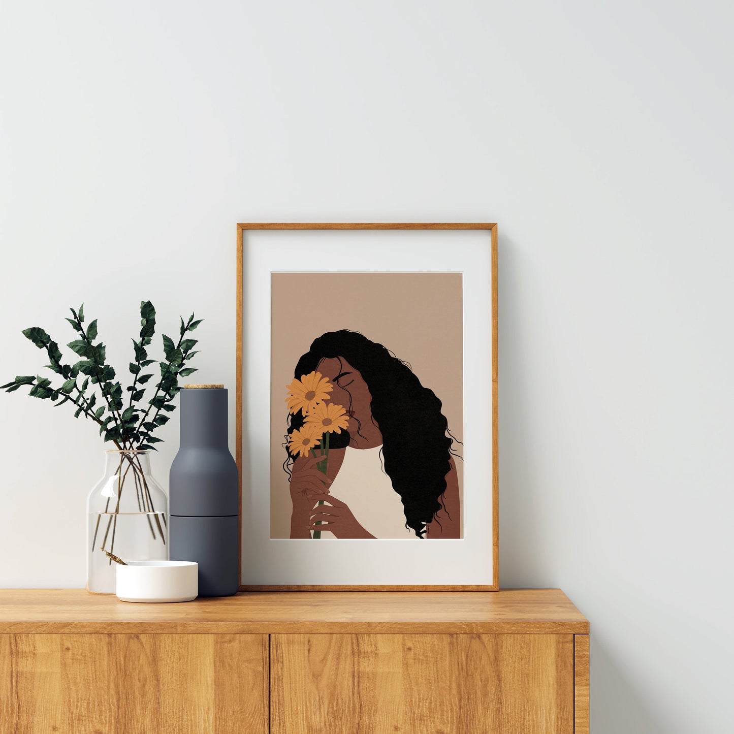 Black Woman Art, African American Art, Female Portrait, Flower Girl, Black Girl Art, Flower Lover Art, Lover Art, Black Art, Girl Flower.