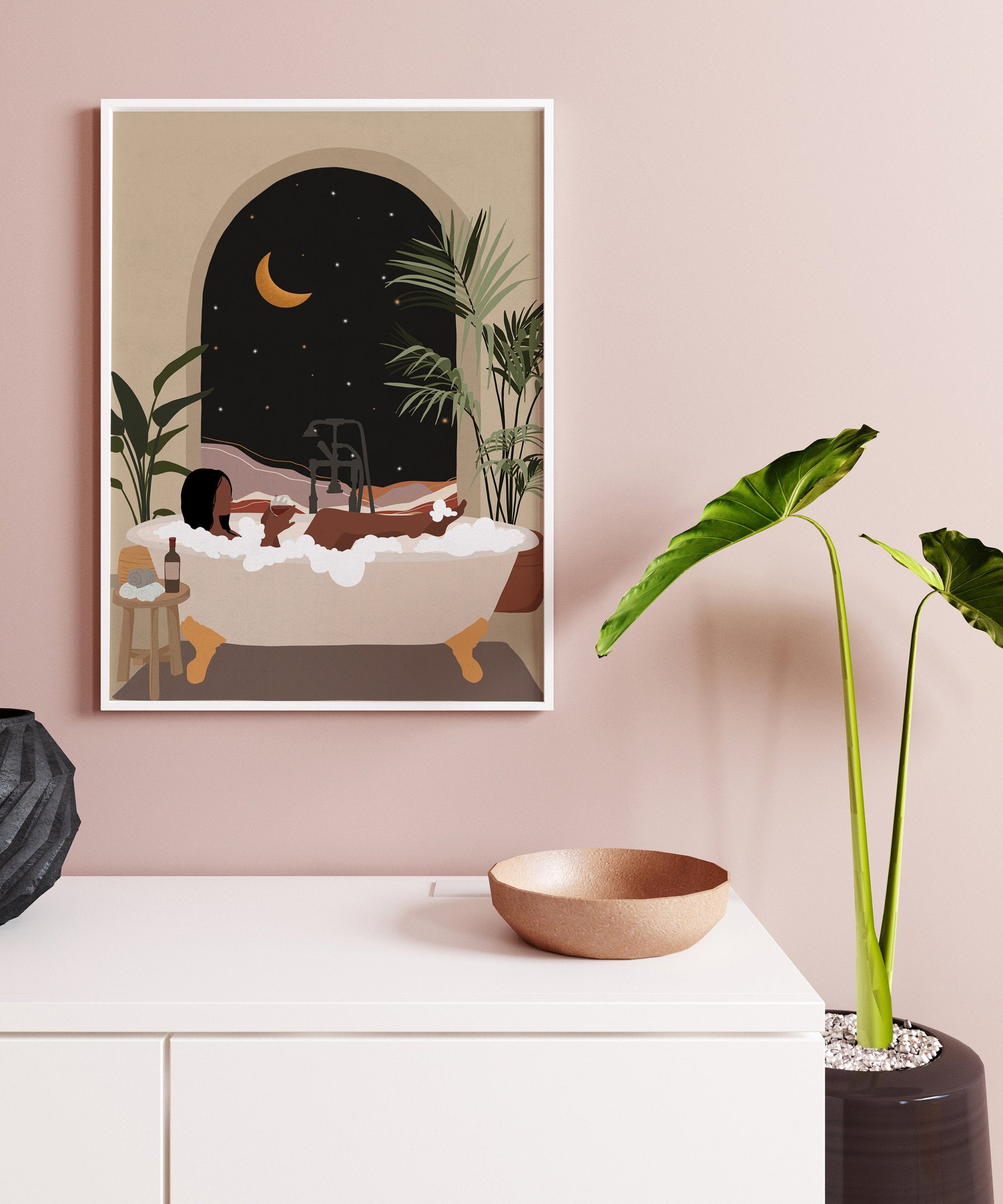 Black Woman in bathtub art,Black woman art, Black art, African woman art, Female in bathtub, Black girl print, Bath art, Black girl poster