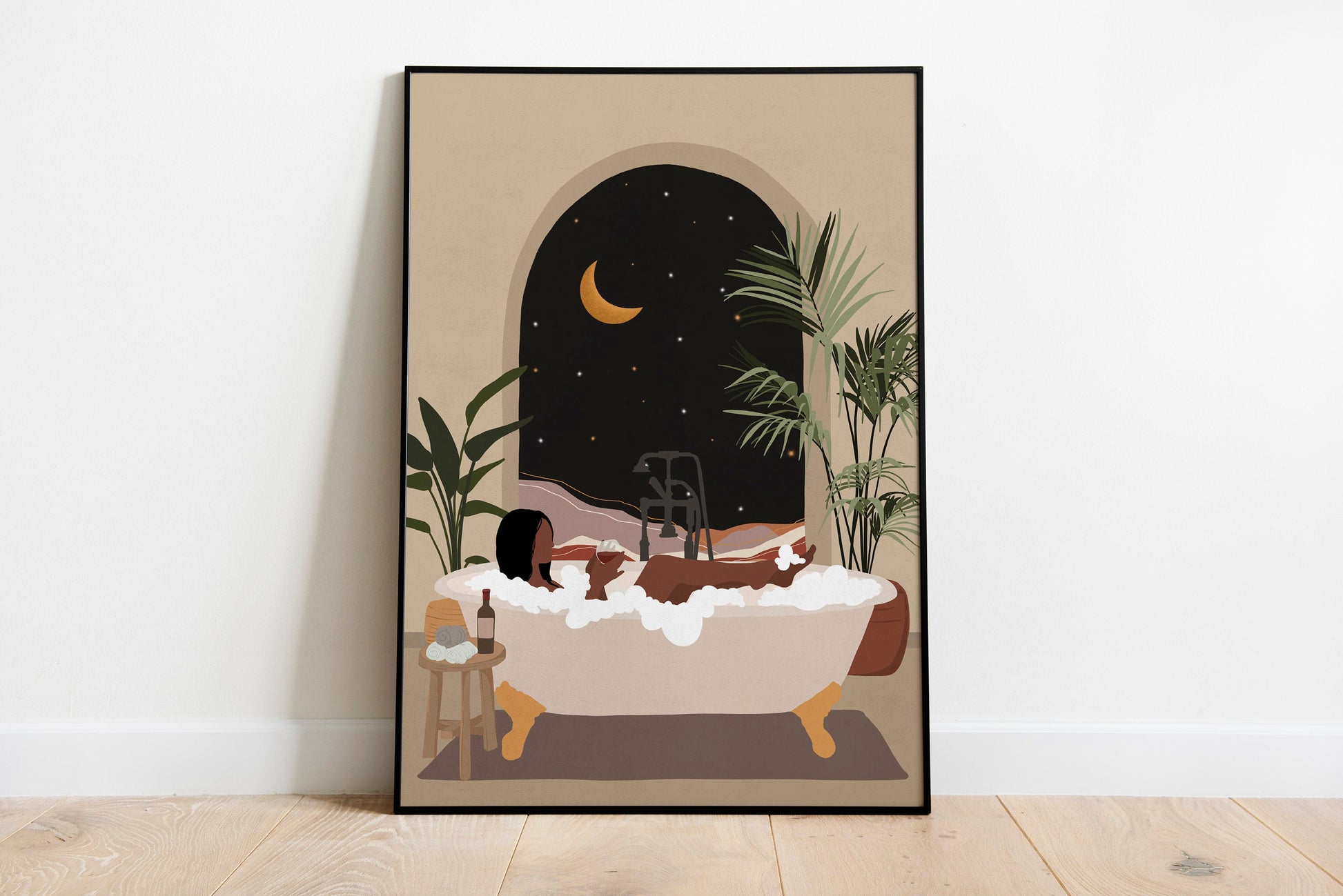Black Woman in bathtub art,Black woman art, Black art, African woman art, Black girl print, Black girl poster