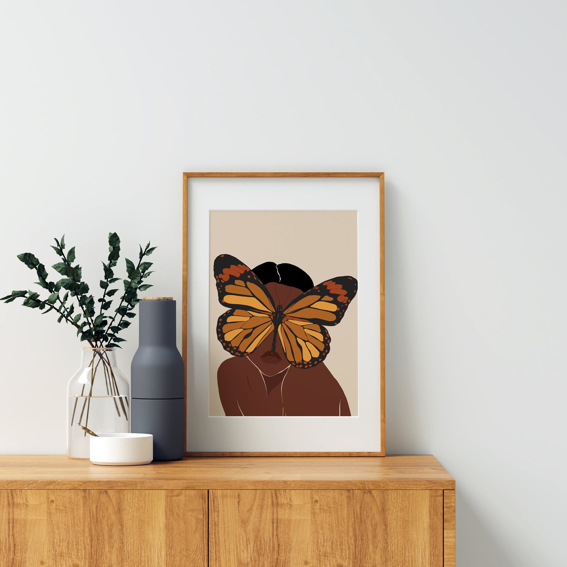 Black Woman Art, Black Art, Digital Downloads, Butterfly Lover, Butterfly Woman Art, Woman Poster, Black Girl Poster,  Female Portrait Art.