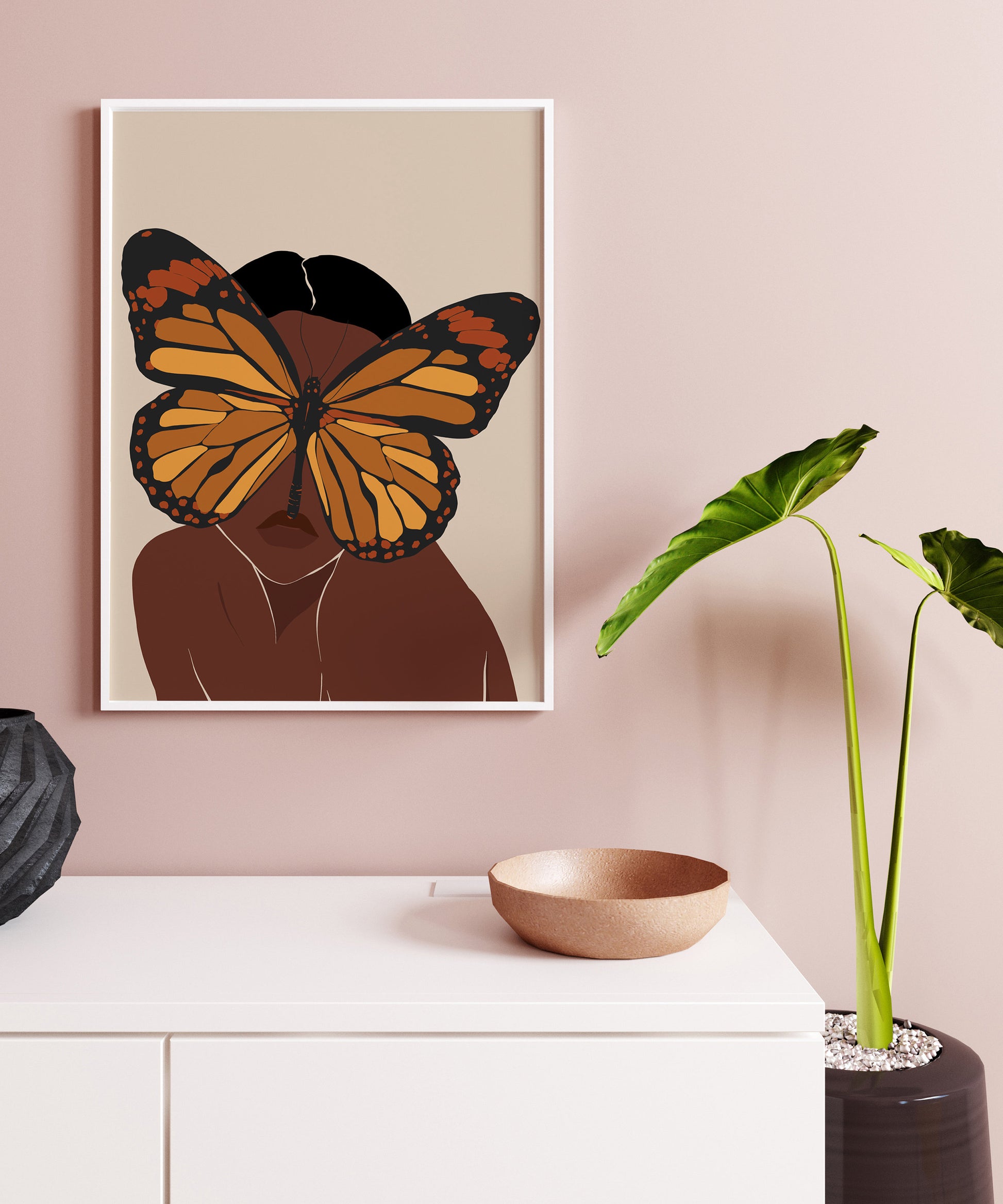 Black Woman Art, Black Art, Digital Downloads, Butterfly Lover, Butterfly Woman Art, Woman Poster, Black Girl Poster,  Female Portrait Art.