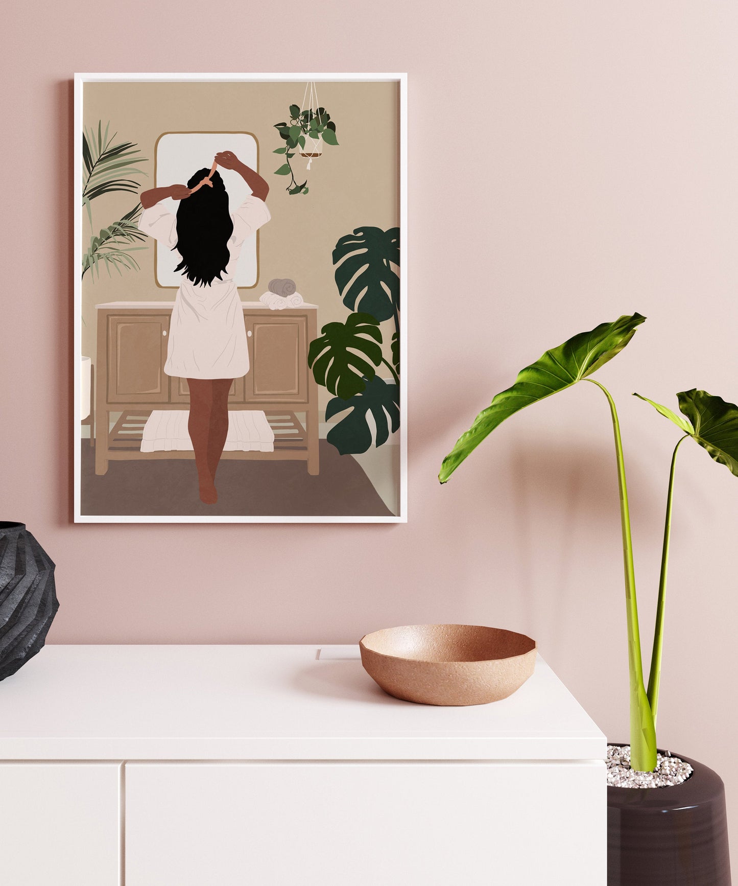 African American Woman, Black Woman Art, Bathroom Wall Art, PRINTED & SHIPED, Wall Art, Black Girl, Fashion Wall Art, Girl Wall Art, Woman.