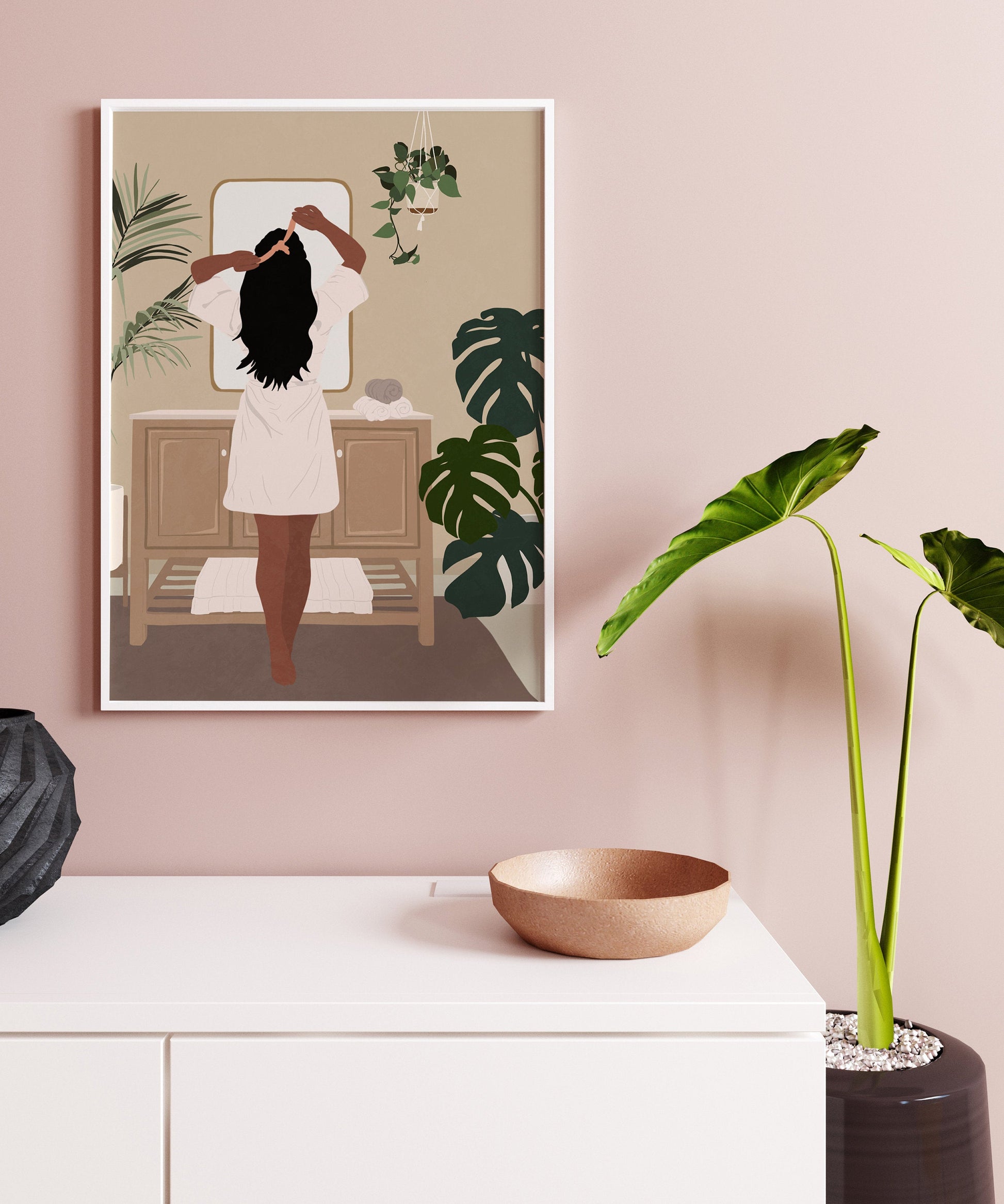 African American Woman, Black Woman Art, Bathroom Wall Art, PRINTED & SHIPED, Wall Art, Black Girl, Fashion Wall Art, Girl Wall Art, Woman.