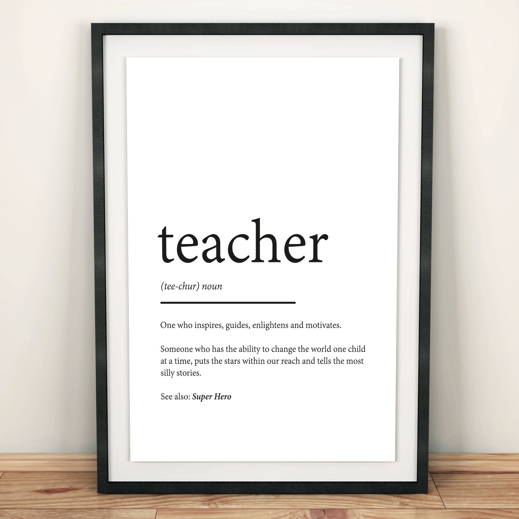 Teacher Definition Print | Typography | Family Prints | Gifts | School | Thank you | Poster