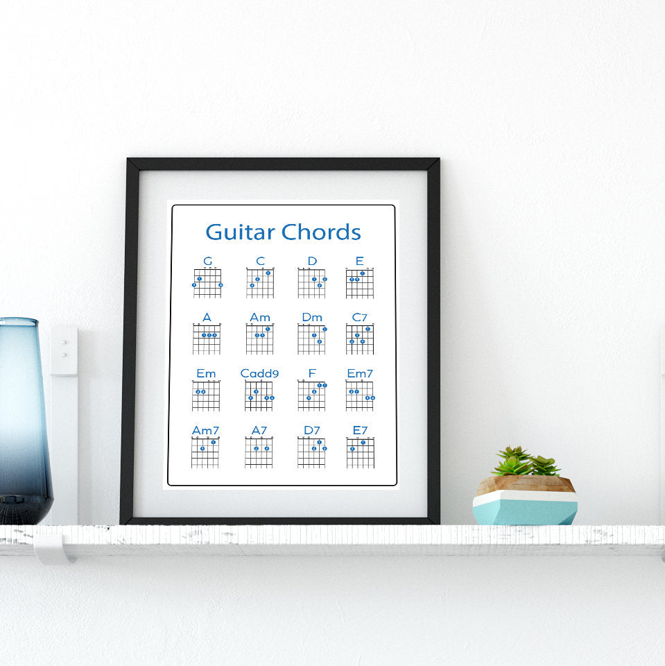 Guitar Chord Print | Learn to Play | Music | Gift | Poster | Chords | Birthday