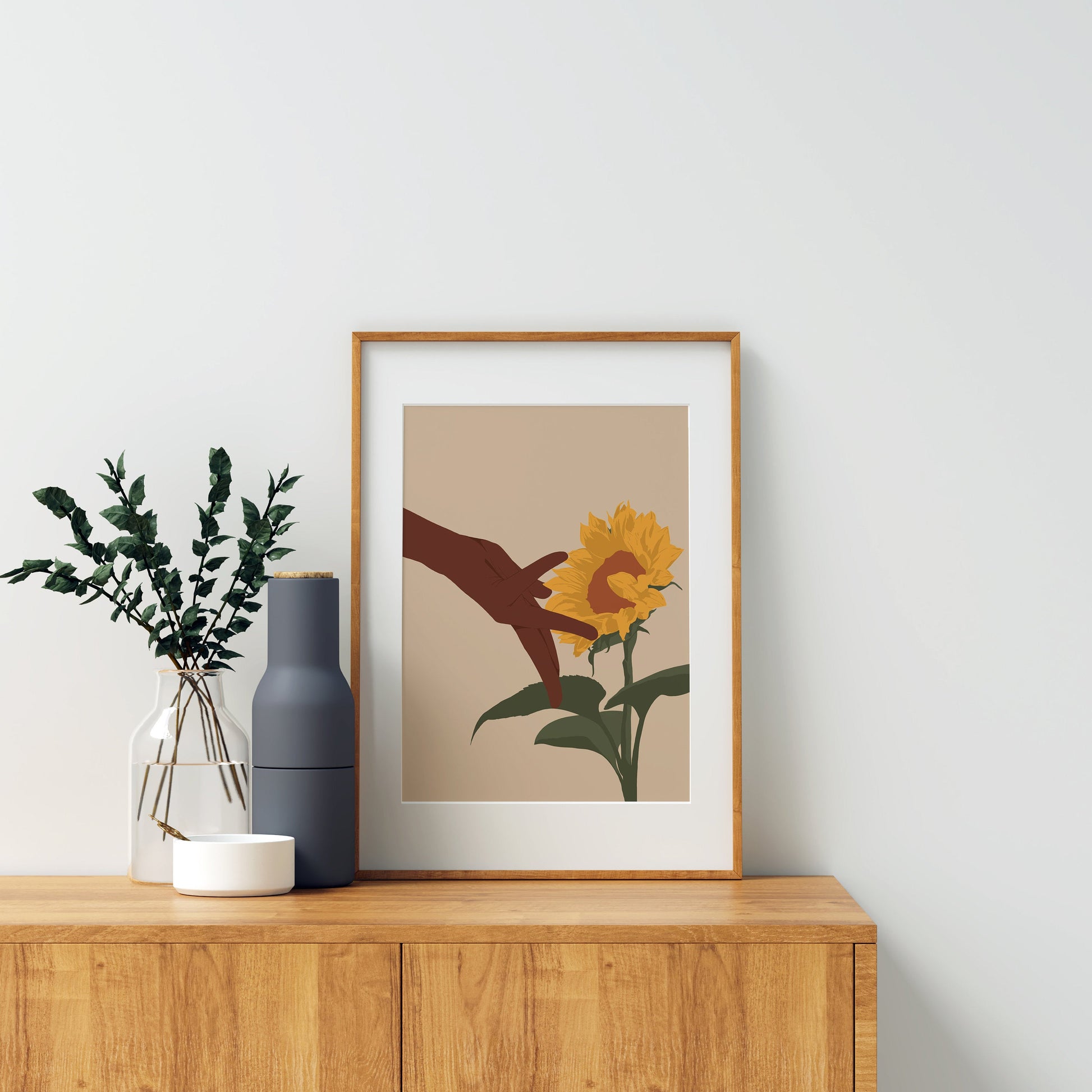 Black Woman Art, Black Art, Black Hand Art, Girl Hand Art, Sunflower Art, Lover Flower Art, Digital Download, Black Girl, Girl And Flower.