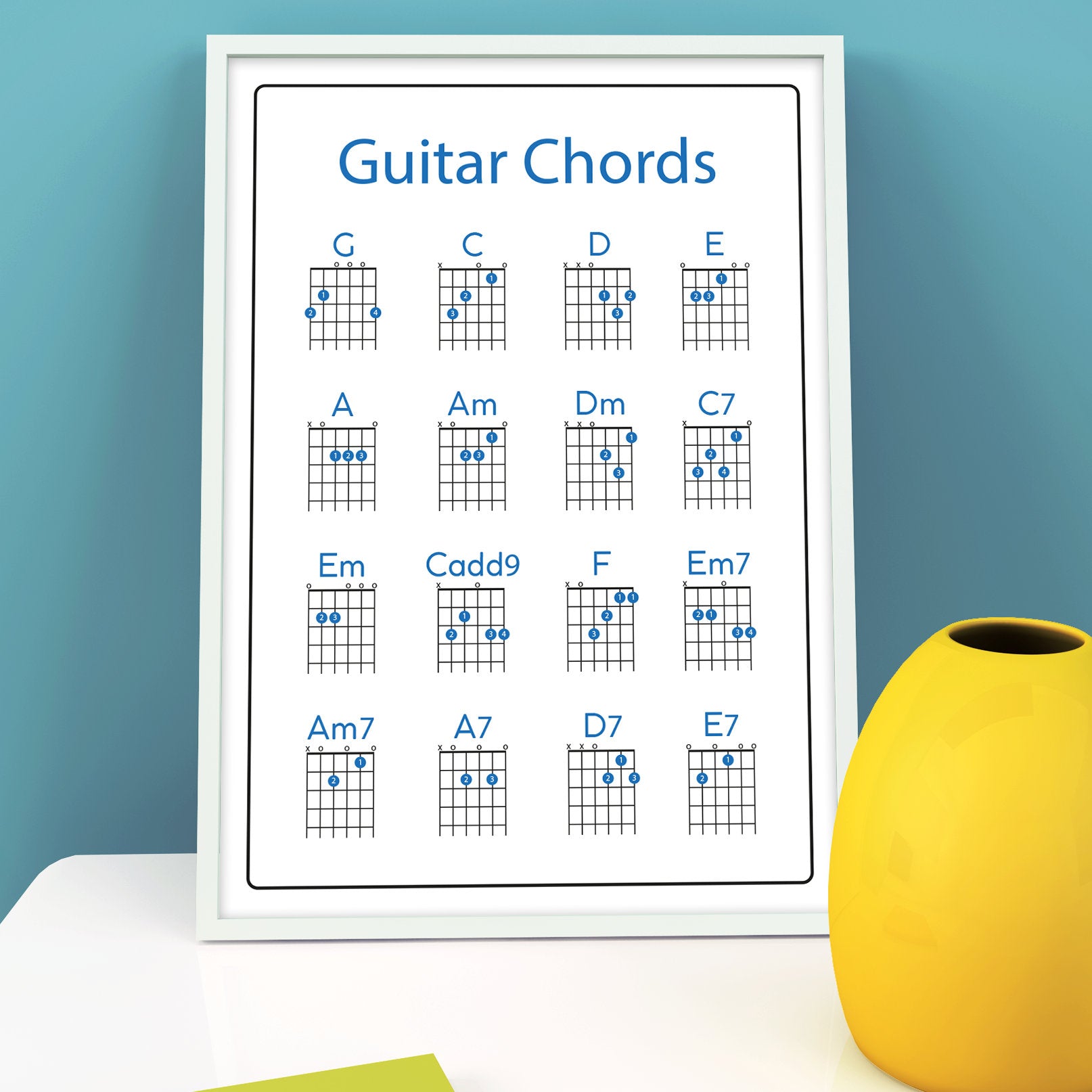 Guitar Chord Print | Learn to Play | Music | Gift | Poster | Chords | Birthday
