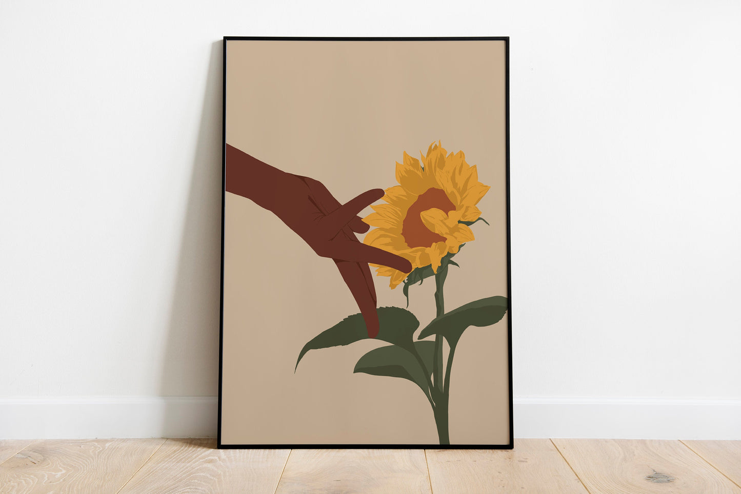 Black Woman Art, Black Art, Black Hand Art, Girl Hand Art, Sunflower Art, Lover Flower Art, Digital Download, Black Girl, Girl And Flower.