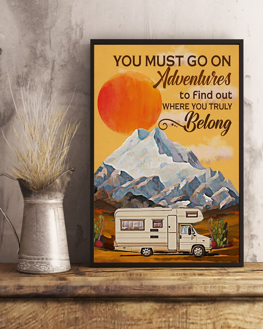 Camping Travel RV Car Poster You Must Go On Adventures Vintage Room Home Decor Wall Art Gifts Idea - Mostsuit