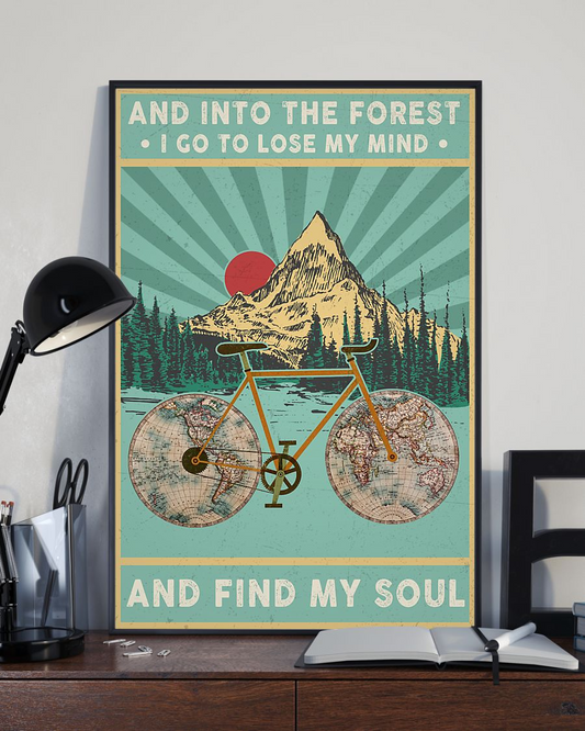 Cycling Canvas Prints Into The Forest I Lose My Mind And Find My Soul Vintage Wall Art Gifts Vintage Home Wall Decor Canvas - Mostsuit