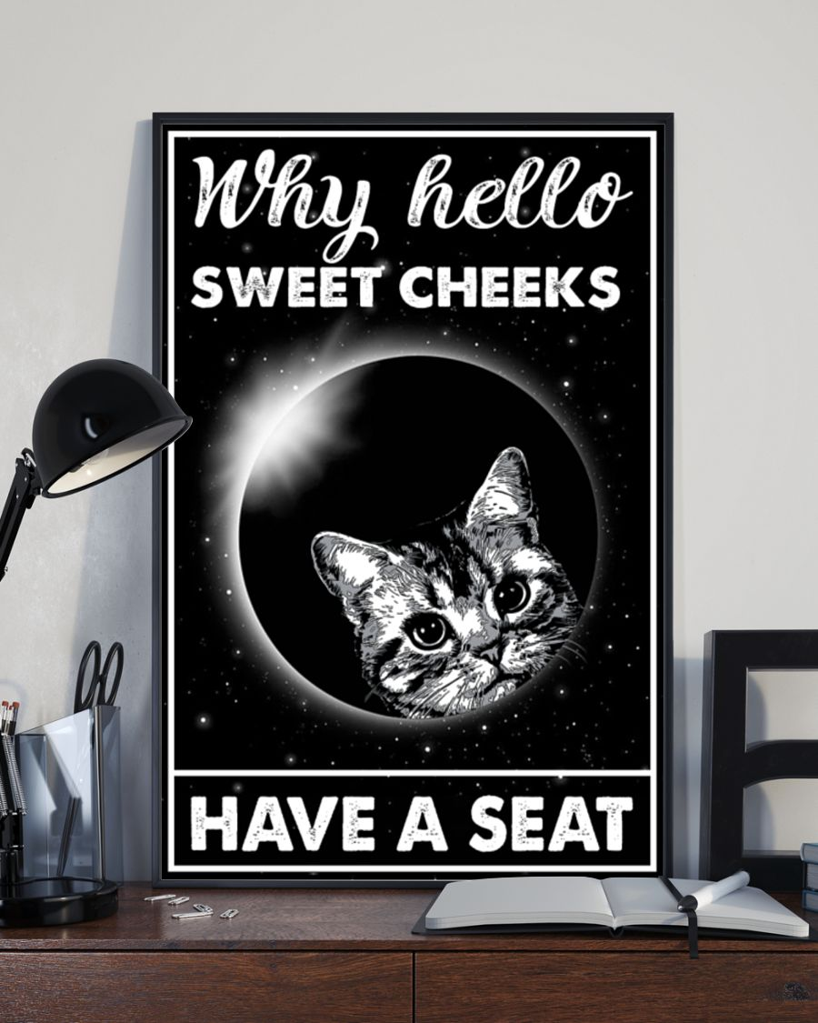 Cat Loves Poster Why Hello Sweet Cheeks Have A Seat Vintage Room Home Decor Wall Art Gifts Idea - Mostsuit