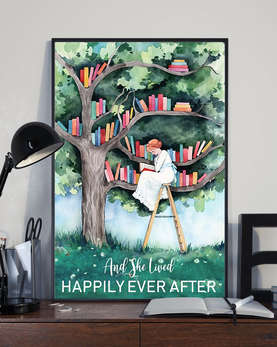 Reading Book Loves Poster And She Lived Happily Ever After Vintage Room Home Decor Wall Art Gifts Idea - Mostsuit