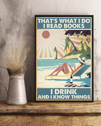 Book Wine Loves Canvas Prints That's What I Do I Read Books I Drink Vintage Wall Art Gifts Vintage Home Wall Decor Canvas - Mostsuit