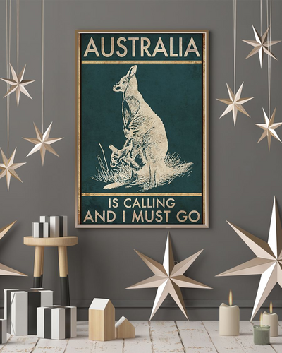 Kangaroo Poster Australia Is Calling And I Must Go Vintage Room Home Decor Wall Art Gifts Idea - Mostsuit
