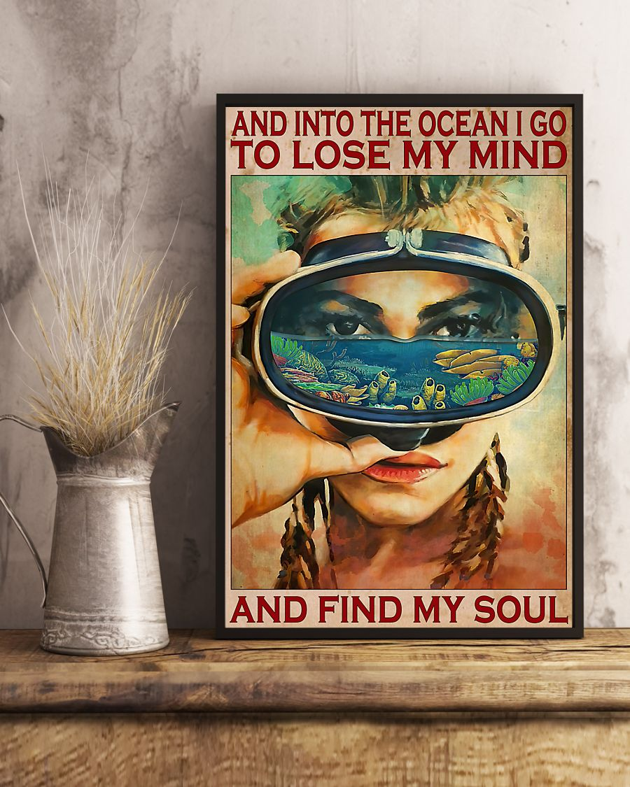Scuba Diving Girl Canvas Prints And Lose My Mind And Find My Soul Vintage Wall Art Gifts Vintage Home Wall Decor Canvas - Mostsuit