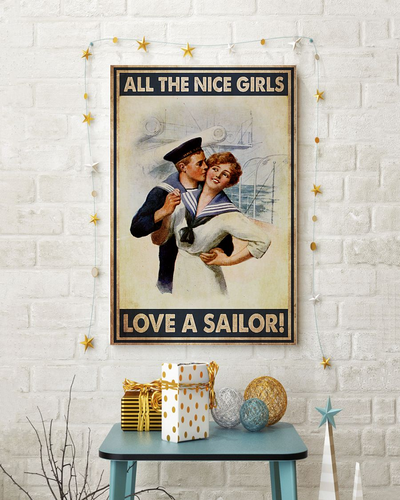 Sailor Couple Canvas Prints All The Nice Girls Love A Sailor Vintage Wall Art Gifts Vintage Home Wall Decor Canvas - Mostsuit
