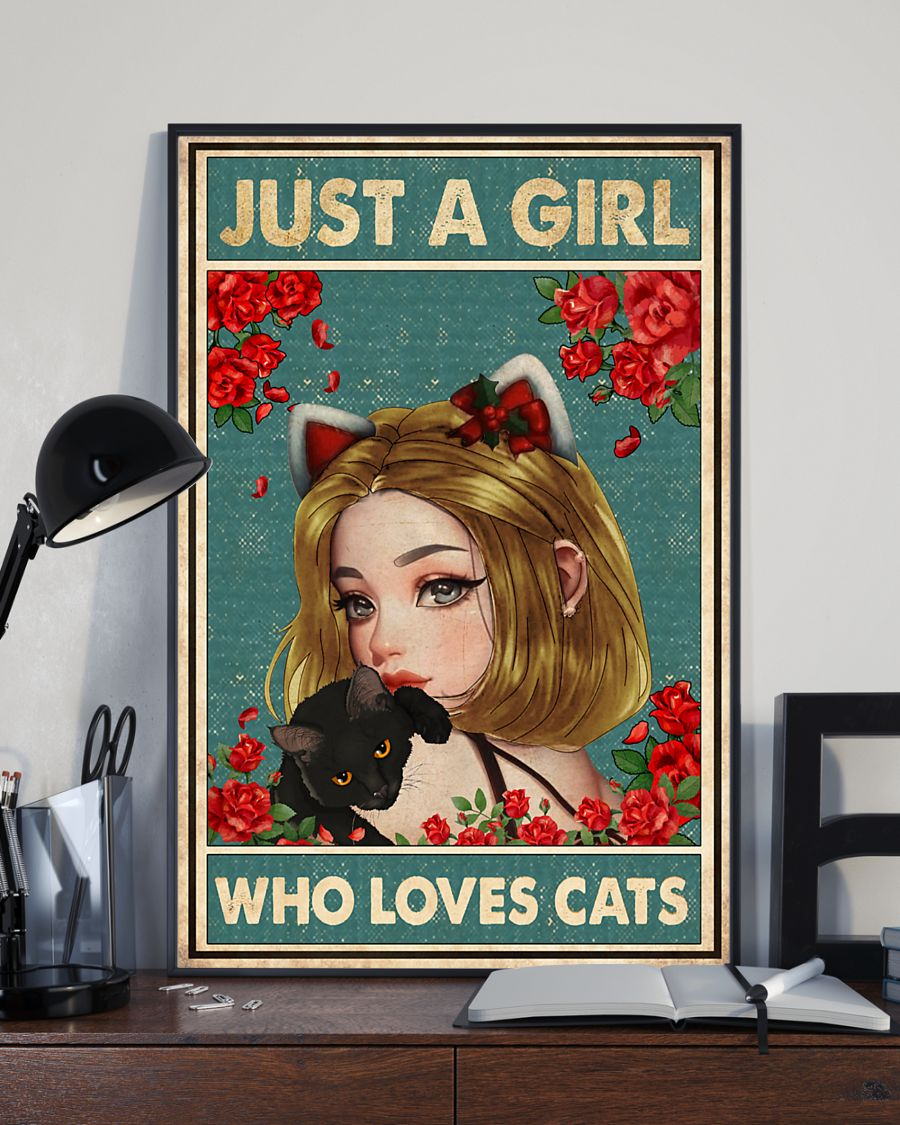 Just A Girl Who Loves Cats Canvas Prints Vintage Wall Art Gifts Vintage Home Wall Decor Canvas - Mostsuit